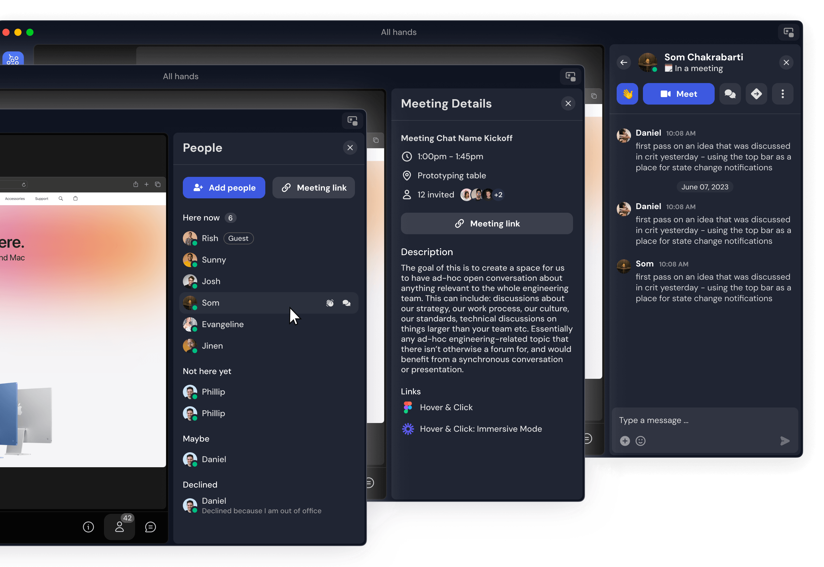 Meeting navigation and joining a call